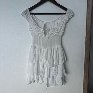 White Tiered Off-Shoulder romper